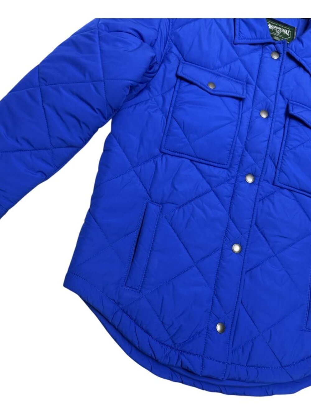 AMERICAN EAGLE Jacket Quilted Vibrant Blue Designer Puffer Parka Womens Small - Picture 5 of 5